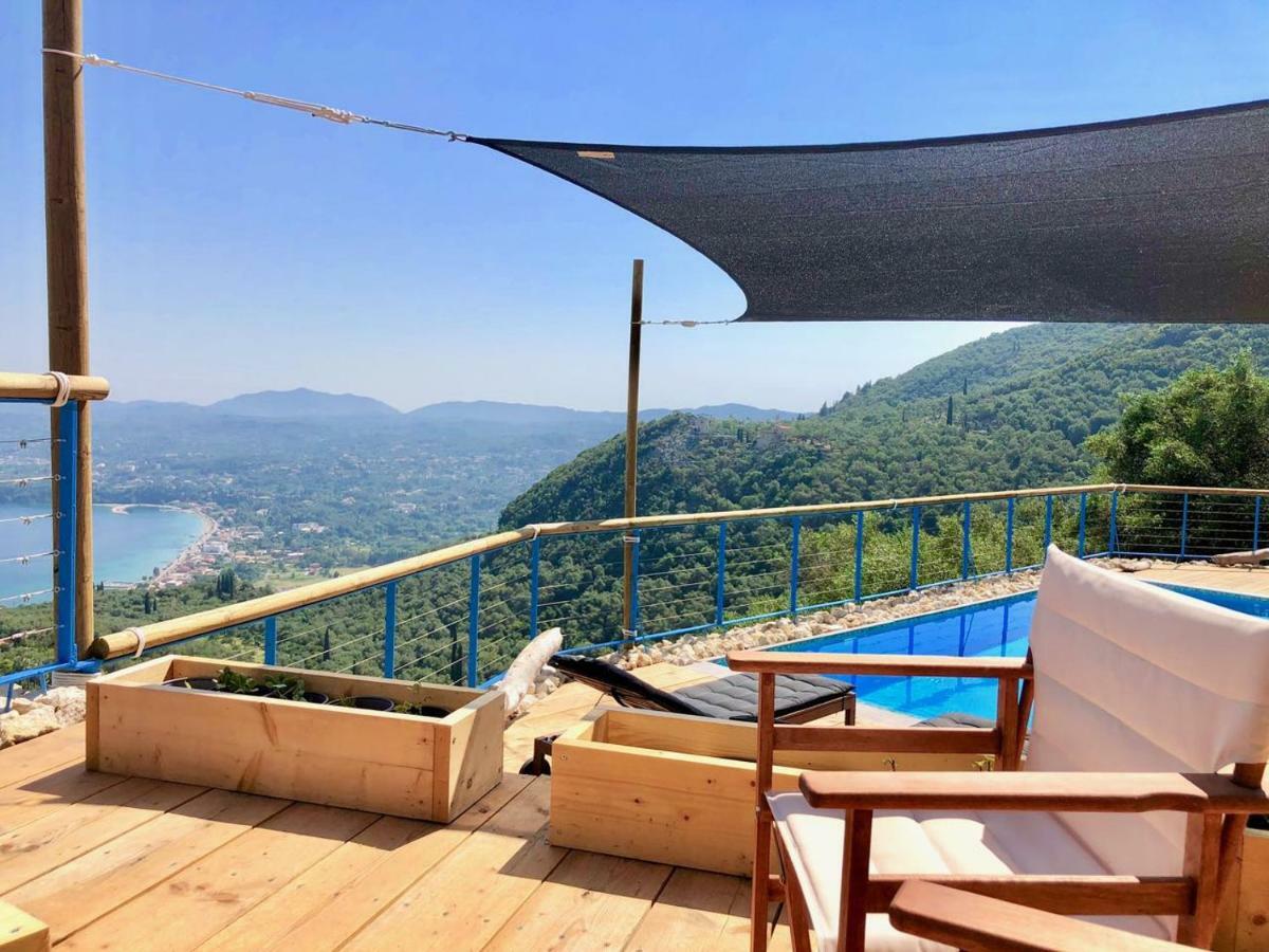 House Teigan Of Villa Intaba Breath Taking Sea Views Corfiot Riviera Corfu Island Greece With Pool Close To Ipsos Beach Pyrgi  エクステリア 写真