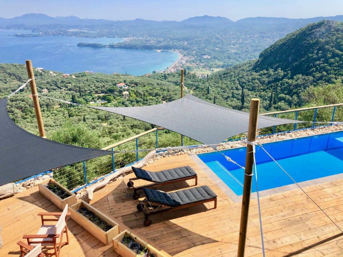 House Teigan Of Villa Intaba Breath Taking Sea Views Corfiot Riviera Corfu Island Greece With Pool Close To Ipsos Beach Pyrgi  エクステリア 写真